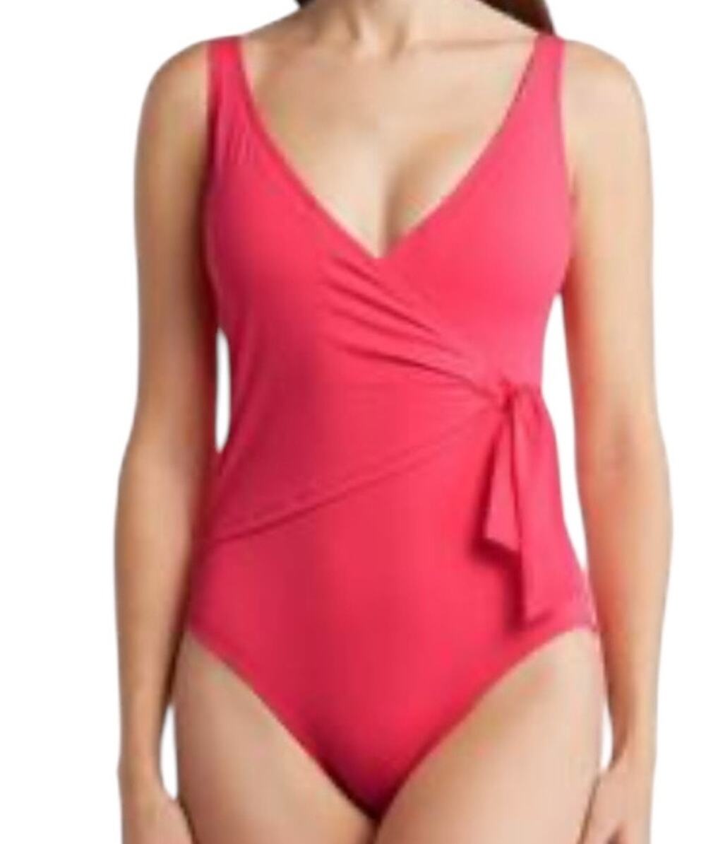 Tommy Bahama swimsuit tie front one piece bathing suit coral size 10
